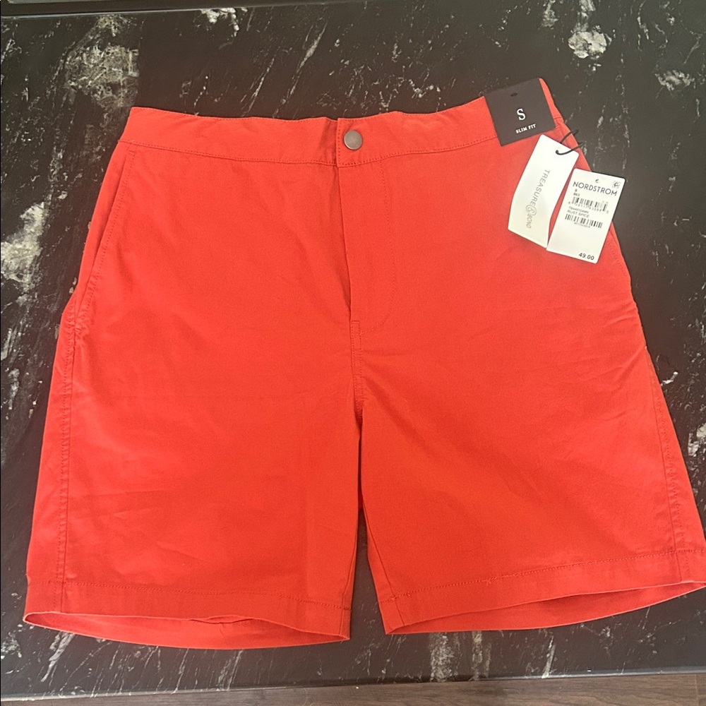 Treasure & Bond Men's Bright Red Flat Front Shorts
